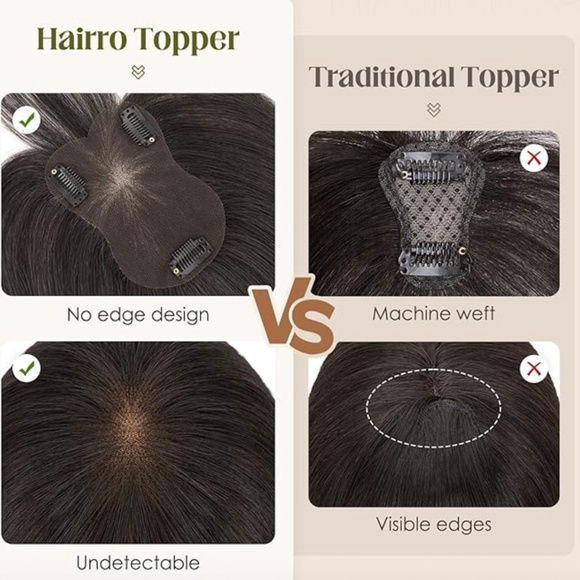 NIB Human Hair Topper with long Side Bangs - Picture 6 of 8